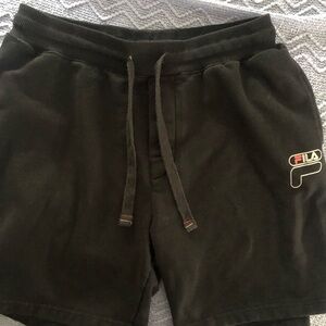 Fila Men's Black Athletic Drawstring Shorts with Logo